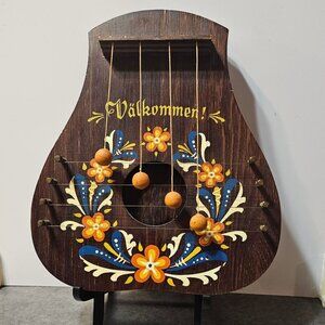 Vtg BOSTROM Original Swedish 4 String Door Harp "Välkommen" Folk Art  1960’s